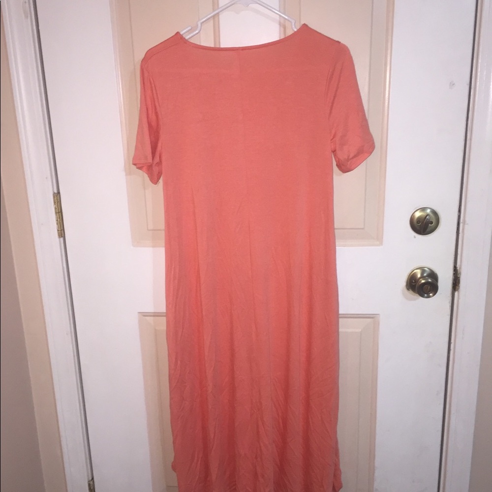 Deep Coral Short Sleeve Dress - Picture 3 of 4